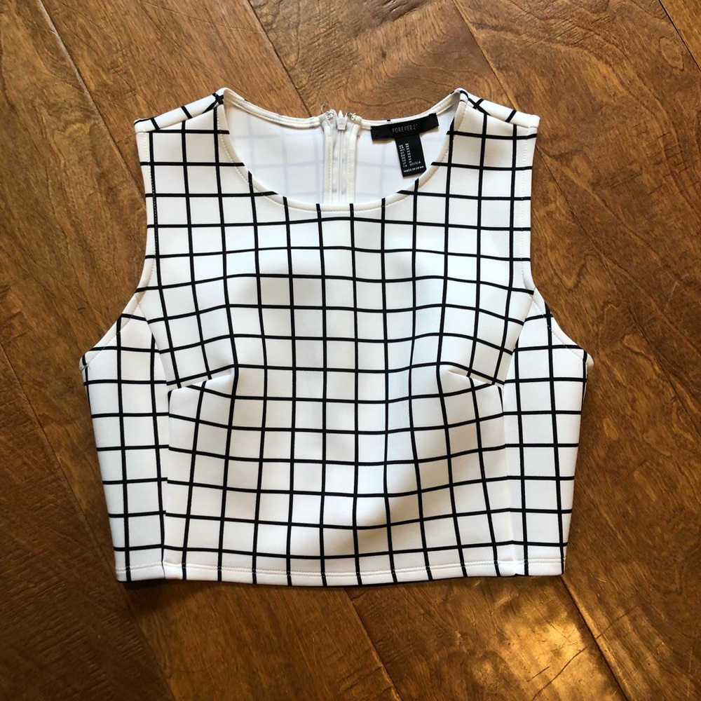 Forever 21 Black and White zip Crop Top